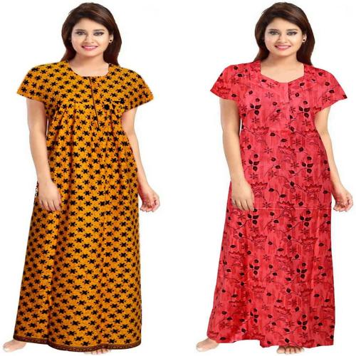 Cauchy Pack of 2 Women Nighty Set  (Multicolor)