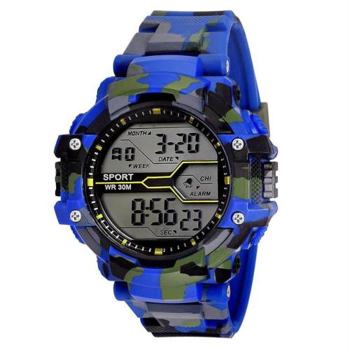 Crispy Digital Black Dial Blue Strap Watch For Men