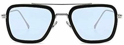 JANIFAOUL Blue Square Frames Tony Stark Avengers End Game Sunglasses