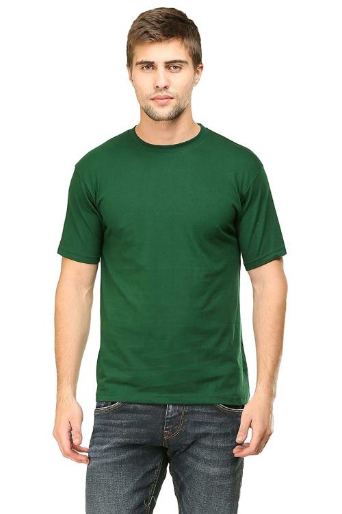 RSO Outfits Store Men Bottle Green Solid Cotton T Shirt(S)
