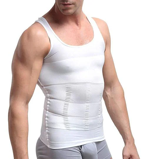ZURU BUNCH Slimming Tummy Tucker Slim & Lift Body Shaper Vest/Men's Undershirt Vest to Look Slim Instantly, Vest for Men's (White)
