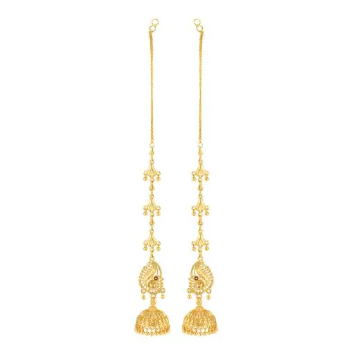 Traditional wear, Wedding and Party wear South Screw back alloy Gold Plated Kanchain Jhumki Earring for Women and Girls