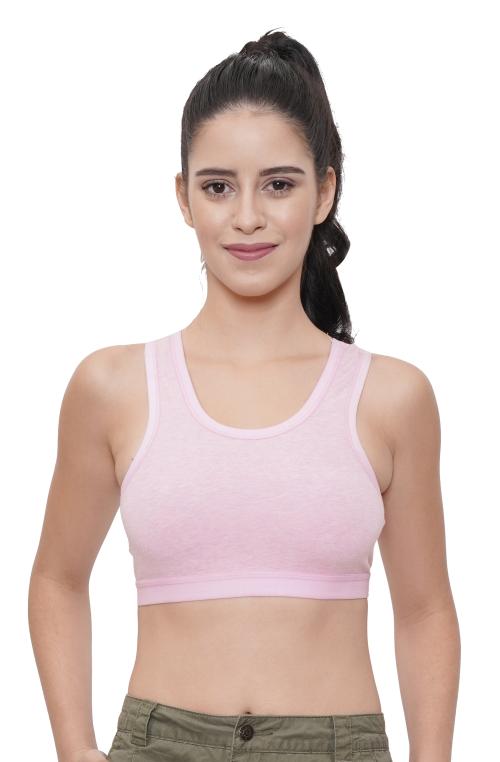 FEMULA USHA Cotton Lycra Sports Vest Bra (Pink Colour) Size 34B