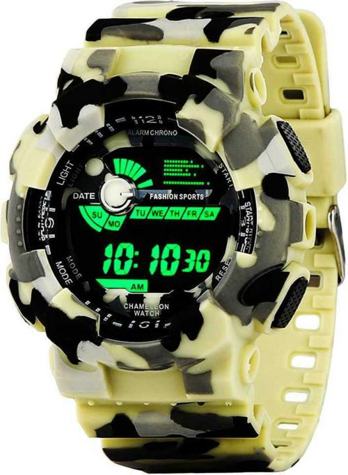 Mastrena Digital Black Dial White Strap Watch For Boys