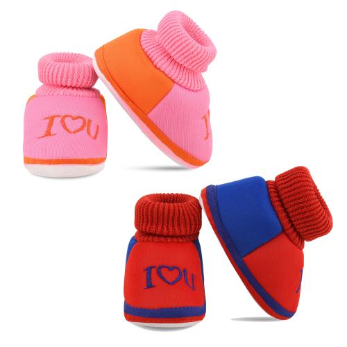ADORED FASHION Newborn Baby Shoes Booties/Mittens, Pack of 2 Comfortable Baby Socks Shoes for 6-9 Months Baby Boy and Girls Colour-Pink & Red