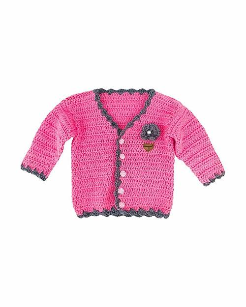 ShilpShakti Baby Girls Pink Wool Handmade Handmade Sweaters and Cardigans (9-12 M)