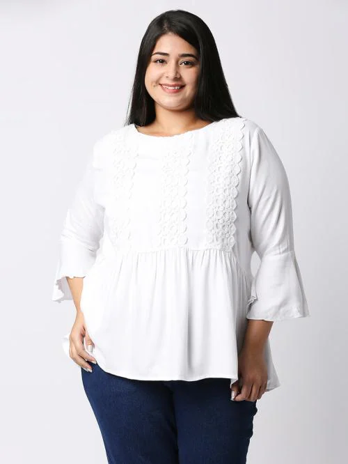 Style Quotient Women White Lace Top