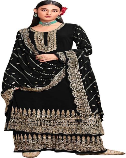 Rahi Fashion Faux Georgette With Embroidery Work Palazzo Suit