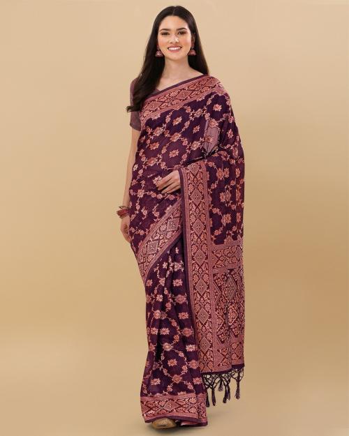 RekhaManiyar Cotton Silk Banarasi Purple Color saree