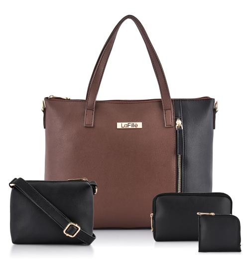 LaFille Handbags For Women & Girls | Ladies Purse & Sling Bags | Set of 4 Combo | Black,Brown | DGN237