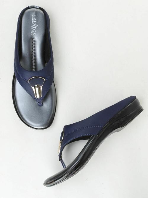Mijas Trendy Navy Flat Sandals for Women