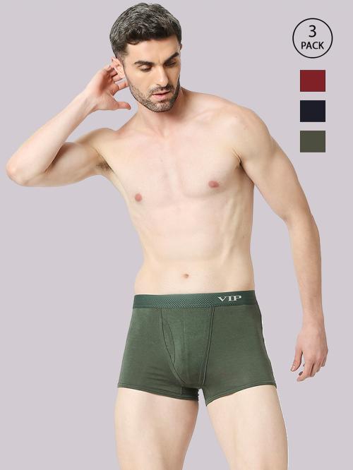 VIP Sensory Men's Snug Fit Micro Modal Trunks | Stretchable No Waistband Marks Innerwear for Men | Pack of 3 - Assorted Colours