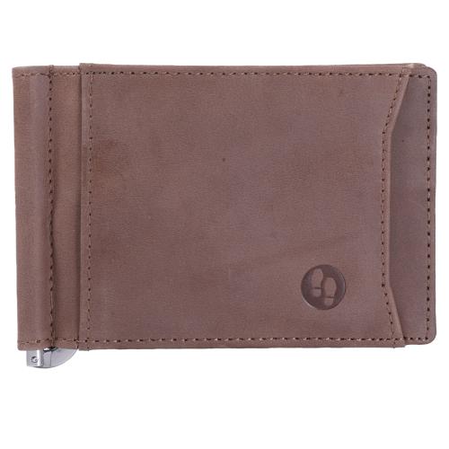 Magnetic Leather Money Clip Men Card Wallet Camel