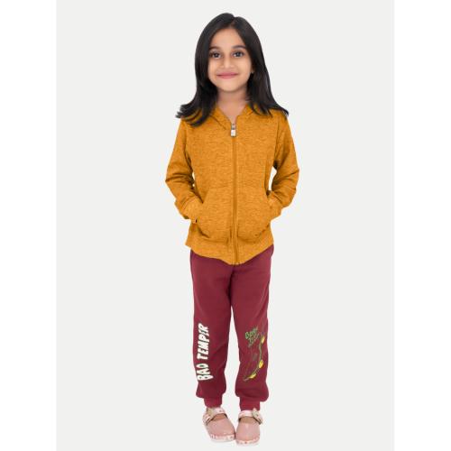 Rad Prix Girls Solid Light Orange Zipper Hoodies-3-4Year- Pack of 1