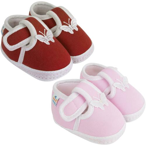 Buy Neska Moda 3 To 6 Months Set of 2 Pair Butterfly Velcro Baby