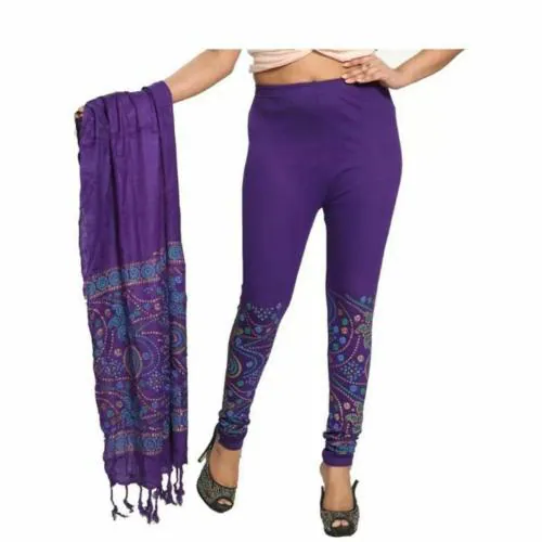 Outerwear Women Legging & Dupatta Set ( Violet , XL )