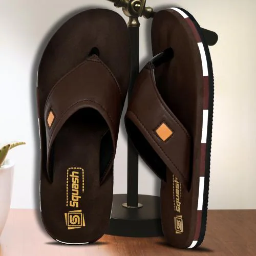 SQUASH EXTRA COMFORT CASUAL BROWN SLIPPERS FLIPFLOPS
