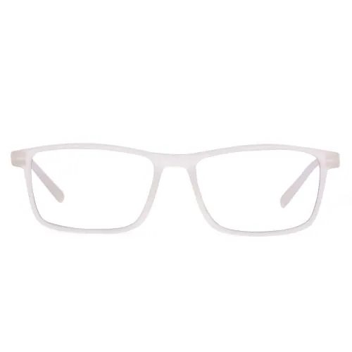 AFERELLE Anti Glare and Blue Cut Rectangular Full Rim Computer Glass for Men, Women | Matt Translucent White