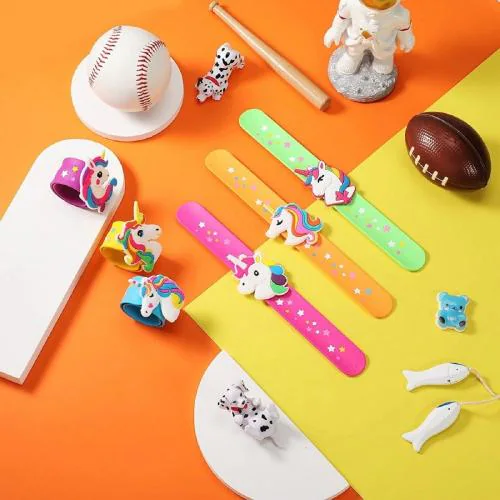 Jellify Set of 3 Unicorn Slap Bracelets Colorful Silicone Toys Wristband for Boys Girls
