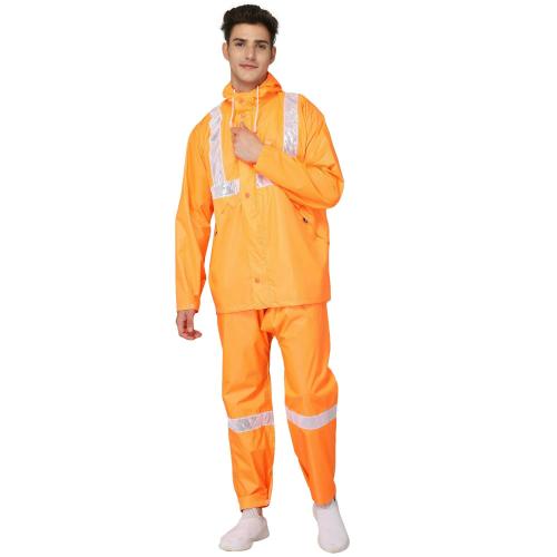The Clownfish Orange Polyester Gabriel Series Raincoat With Hood And Reflector Logo Set Of Top And Bottom ()