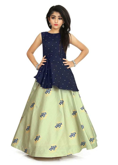 FELIZ THE DESIGNER STUDIO Womens Blue, Olive Lehenga Choli