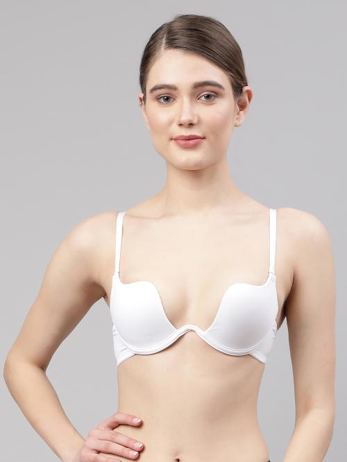 PrettyCat White Solid Denim Plunge Bra For Women (PC-BR-UBRA)
