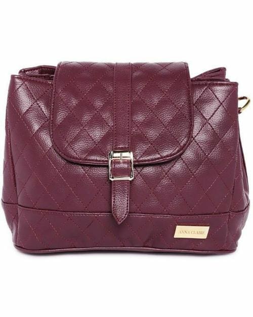 Anna Claire Maroon Genuine Leather Sling Bag - Regular Size