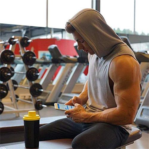 Mens Causal Hoody Tank tops Summer Sleeveless Pullover Singlets Summer Vest Tops Size XL Color Grey