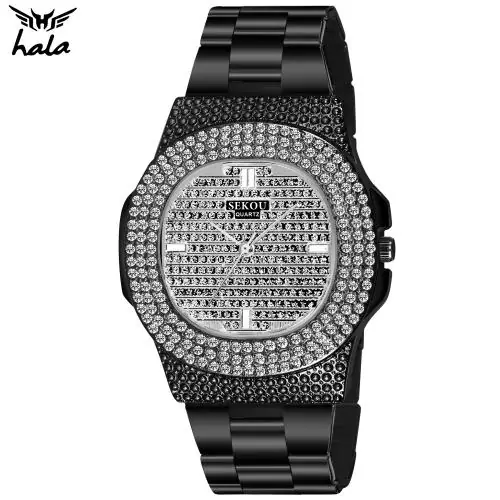 hala Stylish Party Wedding Amazing Look Cool Style Analog Watch - For Men HL-1045-Crystal Black Attractive Designer