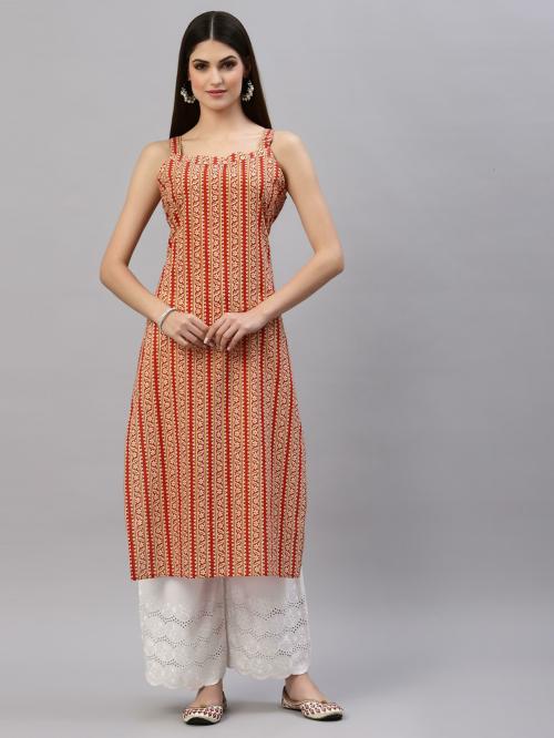 Stylum Women Rust Printed Cotton Kurta