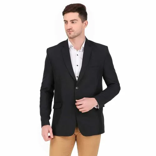 Mahamaya Fabrics Fashion Men Black Blazer (Size 44)
