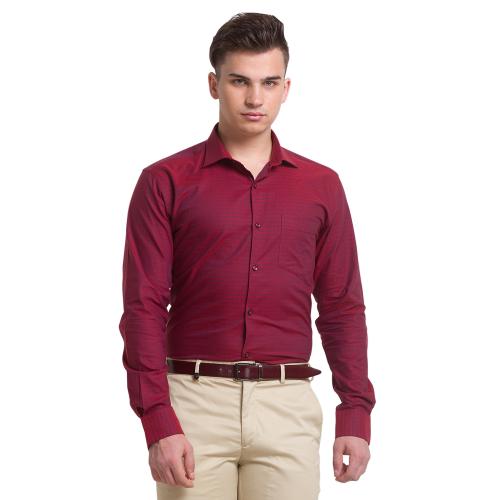 Park Avenue Slim Fit Self Design Maroon Shirt
