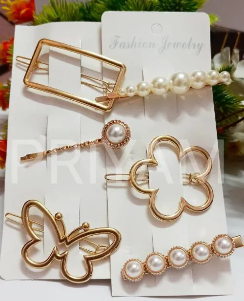 alamodey Al-Metal-N-Pearl-Combo-002 Hair Pin (Multicolor)