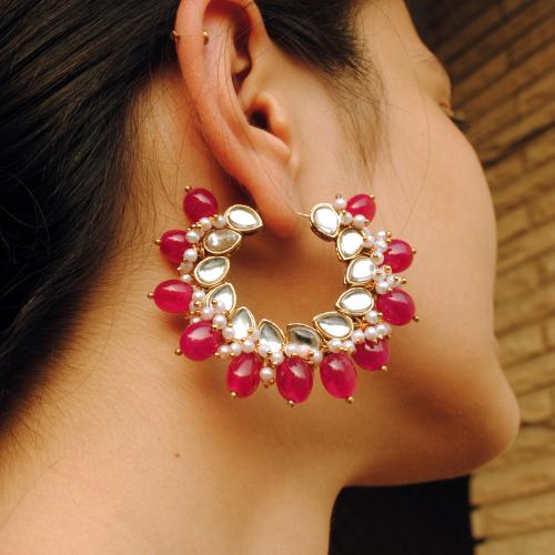 Abhika Creations Afreen Hoop Handmade In India Gift For Women Earring Sets Traditional For Indian Fashion Designer Jewelry Hoops Earrings