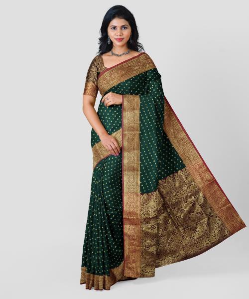 SAMJUBAA CREATION Woven Bollywood Jacquard Saree (Green)