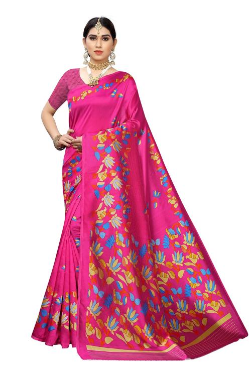 RITARC Women Rasmalai Pink Art Silk Banarasi Style Saree With Blouse Piece