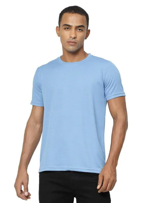 Fundoo Classics Men's Round Neck Half Sleeve Soft Polyester T-Shirt Royal Sky Blue