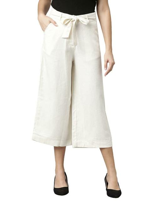 Go Colors Women Cream Cotton Culottes (L)