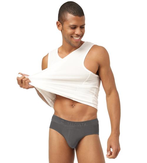 FREECULTR Men's Mist Grey Solid Pure Modal Briefs