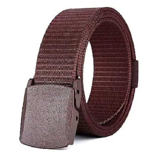 SIDEWOK Men's Belt Nylon Fabric for Men, Flap Buckle, fits on upto 40 inches waist size (BROWN) SDWK-BL-06-BRN