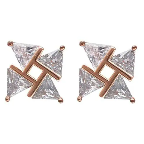 Giva Sterling Silver Rose Gold Windmill Stud Earrings For Women