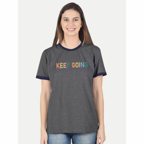 Rad Prix Women Blue Printed Ringer T Shirts