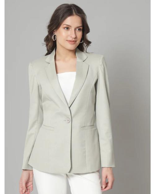 Mans Fab Solid Single Breasted Formal Women Blazer ( Light Green - XS )