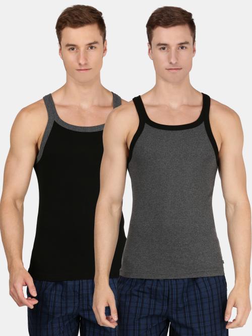 Jockey US27 Men's Assorted Solid Pack of 2 Cotton Sleeveless Vest