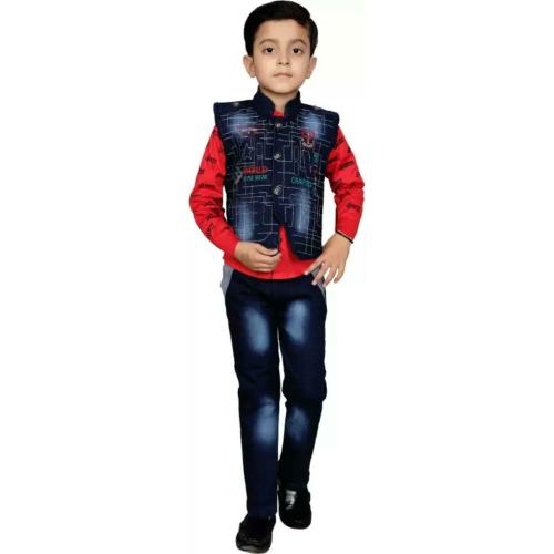 World Wise Wear Boys Casual Shirt Party(Festive) Jeans( Red ) 9-10 Years