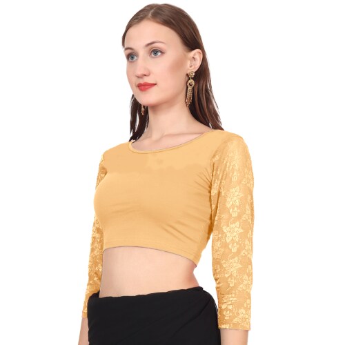 Life win Biege stretchable blouse cotton lycra for women (44)