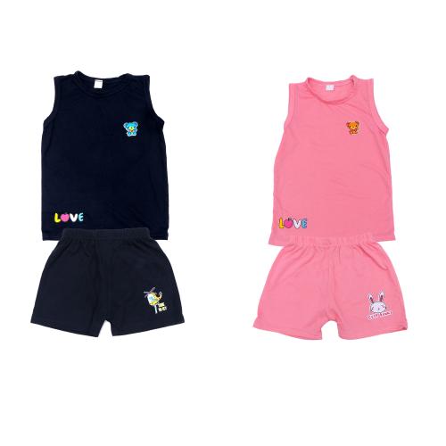 Shivarth Clothing Sets Cotton Tshirts with Shorts Half Pant Boys & Girls Navy Pink (0-24 Months)
