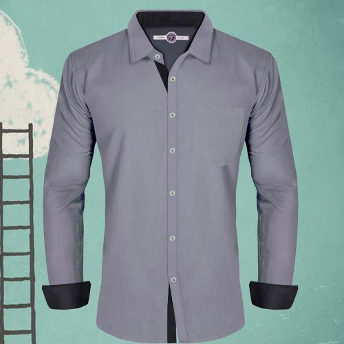 Tripr Men Solid Casual Grey Shirt