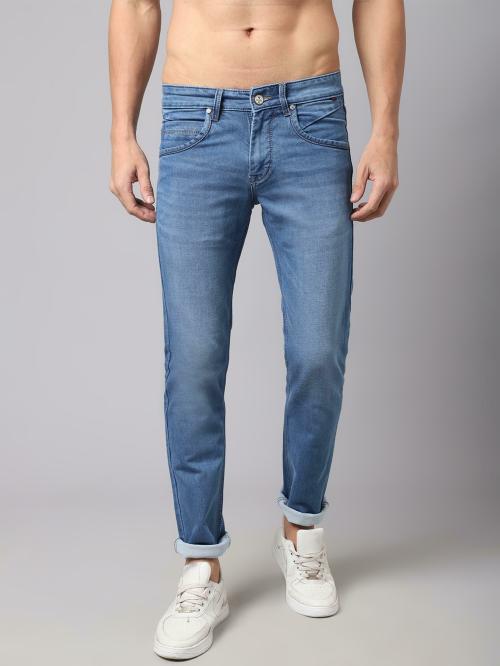 Cantabil Men Blue Solid Denim Jeans