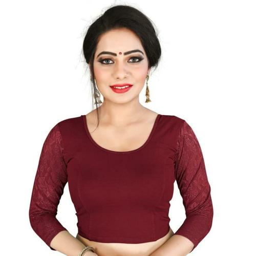 BKD Fashion Women Maroon Readymade Stitched Saree Blouse (XL)